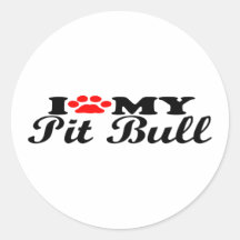 J'aime mon pitbull autocollants ronds
