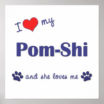 J'aime mon Pom-Shi (le chien femelle) Affiches