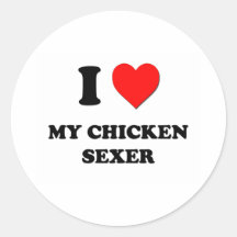 J'aime mon poulet Sexer Autocollants