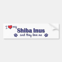 J'aime mon Shiba Inus (les chiens multiples) Autocollants Pour Voiture