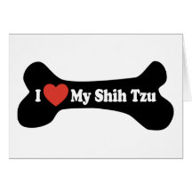 J'aime mon Shih Tzu - os de chien Carte De Vœux