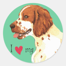 J'aime mon springer spaniel de Gallois Adhésif Rond