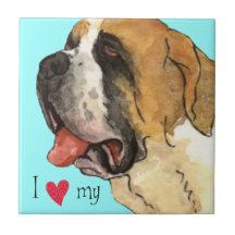 J'aime mon St Bernard Carreaux En Céramique