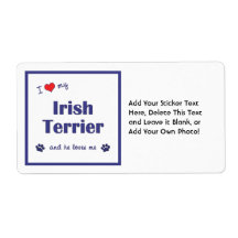 J'aime mon Terrier irlandais (le chien masculin) Étiquette D’expédition