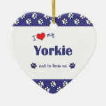 J'aime mon Yorkie (le chien masculin) Décorations De Noël