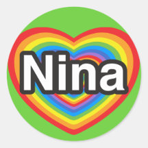 J'aime Nina. Je t'aime Nina. Coeur Autocollants