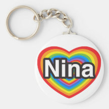 J'aime Nina. Je t'aime Nina. Coeur Porte-clés