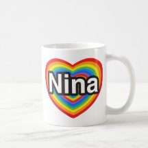 J'aime Nina. Je t'aime Nina. Coeur Tasse À Café