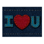 J'aime U (les coeurs de denim) Cartes Postales