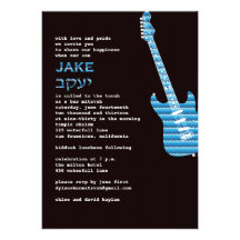 Jake Custom Rock Star Hebrew  Blue Personalized Invite