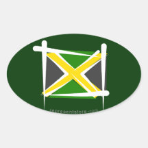 Jamaica Brush Flag Oval Stickers