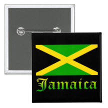 Jamaica Flag, Black, Green and Yellow Pinback Buttons