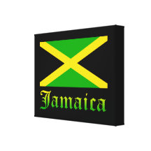 Jamaica Flag, Black, Green and Yellow Gallery Wrapped Canvas