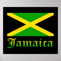 Jamaica Flag, Black, Green and Yellow Print