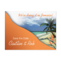 Jamaica Save The Date (papaya orange) Postcard