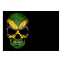 Jamaican Flag Skull on Black Business Card Templates