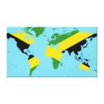 Jamaican Flag World Map Wrapped Canvas Print
