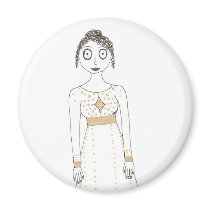 Jane Austen Creepy Gold Fridge Magnet