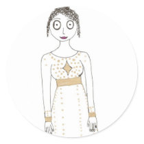 Jane Austen Creepy Gold Round Sticker