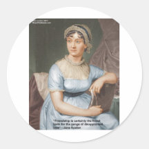 Jane Austen Love Finest Balm Quote Cards & Gifts Round Stickers