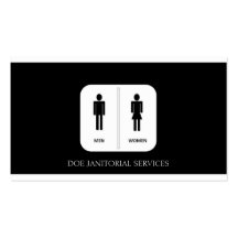 Janitor/Custodian/Maid Service B/W Business Card Templates