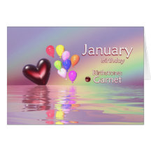 January Birthday Garnet Heart Greeting Card