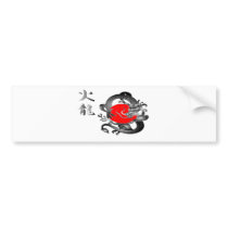 Japan Flag Fire Dragon Bumper Stickers