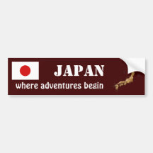 Japan Flag + Map Bumper Sticker