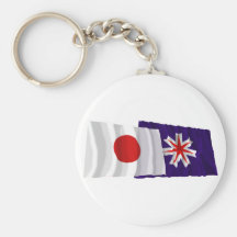 Japan & Hokkaido Waving Flags Keychains