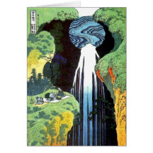 Japanese Art Hokusai Amida Waterfall Fine Art Greeting Cards