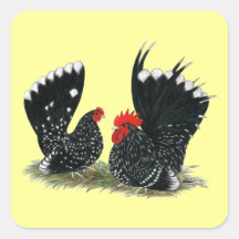 Japanese Bantams Mottled Square Stickers