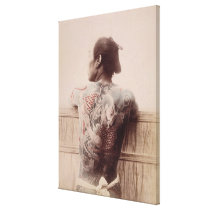 Japanese Bridegroom's Tattoos, c.1880 (photo) canvas prints