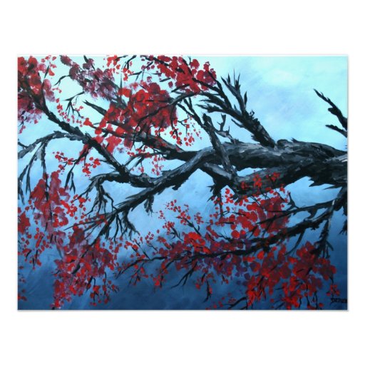 japanese cherry blossom flower tree  oriental art invitations