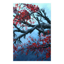 japanese cherry blossom flower tree  oriental art personalized stationery