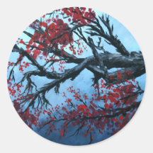 japanese cherry blossom flower tree  oriental art stickers