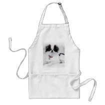 Japanese Chin Puppy on White Wicker Chair Aprons