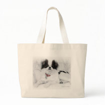 Japanese Chin Puppy on White Wicker Chair Bag