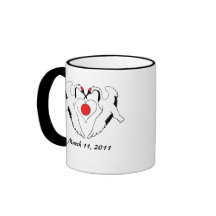 Japanese Cranes & Heart Flag Earthquake Relief Mugs