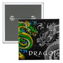 Japanese Dragon Pinback Buttons