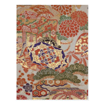 Japanese fabric 2012 Pocket Calendar Postcard