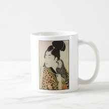 Japanese Falconer in a Kimono Vintage Art Coffee Mugs