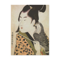 Japanese Falconer in a Kimono Vintage Art Postcards
