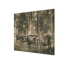 Japanese family being carried in litters, c.1880s canvas prints