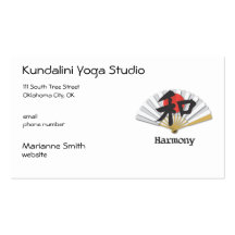 Japanese Fan with Calligraphy for "Harmony" Business Card Templates