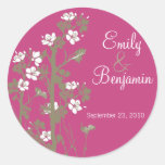 Japanese Floral Wedding Invitation Seal : hot pink Sticker