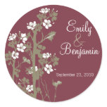 Japanese Floral Wedding Invitation Seal : plum Sticker