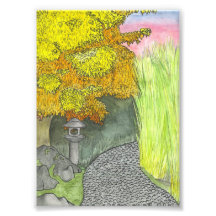 Japanese Garden Watercolor Print Photograph