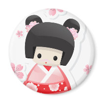 Japanese Geisha Doll - buns series Magnets