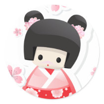 Japanese Geisha Doll - buns series Stickers
