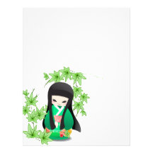 Japanese Geisha Doll - green series Custom Letterhead